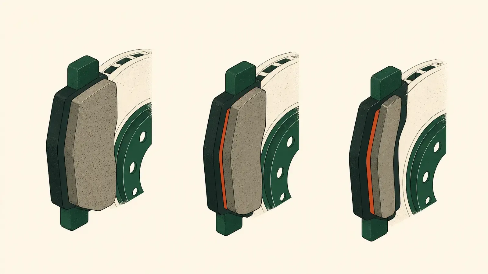 Flat technical diagram illustrating how long do brake pads last